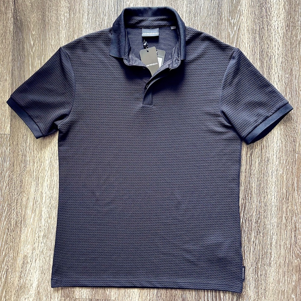 Emporio Armani Ripped Muscle Skin Tight Stretch Anti-wrinkle Sexy Polo Shirt NWT